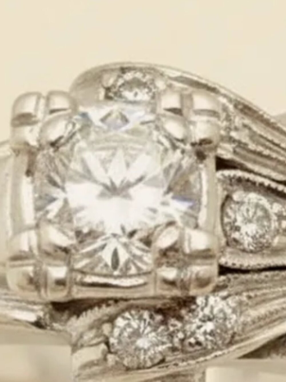 14K Diamond Art Deco Bridal Registry Wedding Engagement Ring